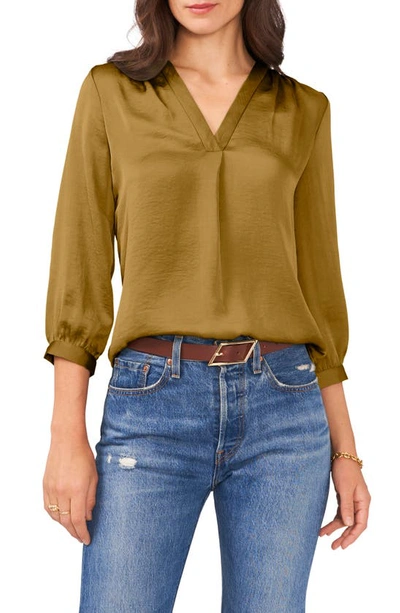 Shop Vince Camuto Rumple Satin Top In Olive