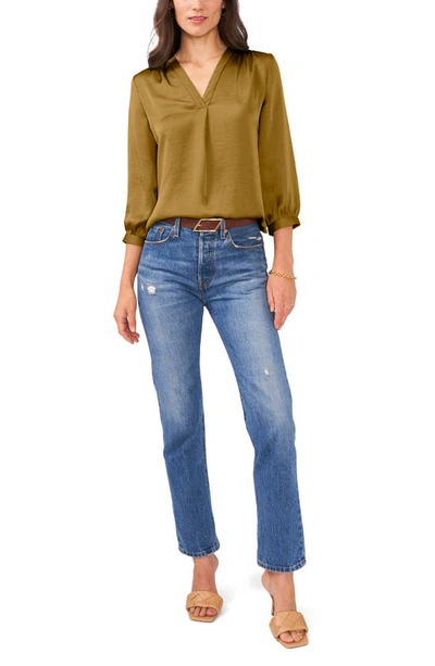 Shop Vince Camuto Rumple Satin Top In Olive