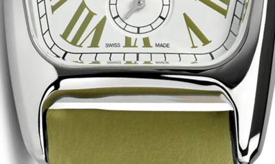 Shop Hamilton American Classi Boulton Leather Strap Watch, 23mm X 27mm In White/green