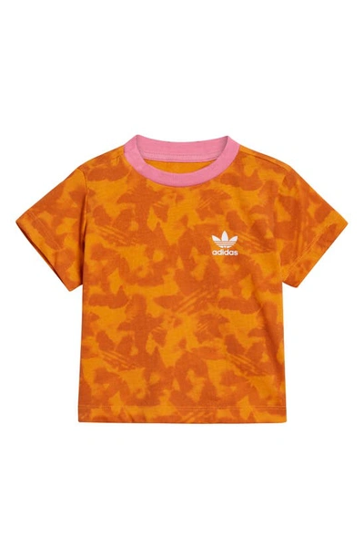Shop Adidas Originals Lifestyle T-shirt, Skirt & Leggings Set In Bright Orange/ Pink Fusion