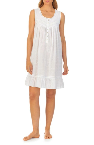 Shop Eileen West Sleeveless Swiss Dot Short Nightgown In White