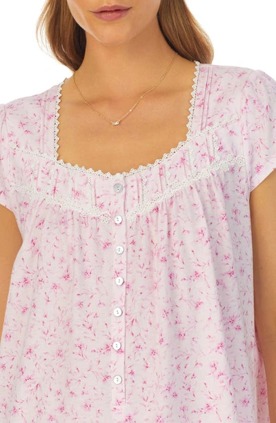 Shop Eileen West Floral Cap Sleeve Short Nightgown In Pink Floral