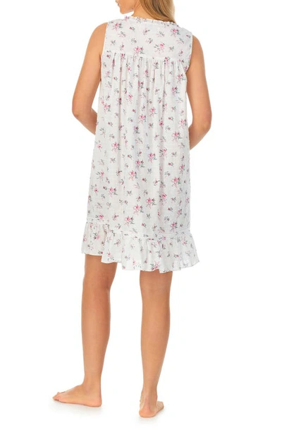Shop Eileen West Sleeveless Swiss Dot Short Nightgown In Rose Print