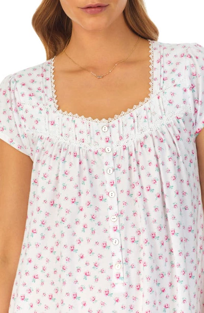 Shop Eileen West Floral Cap Sleeve Short Nightgown In Rose Print