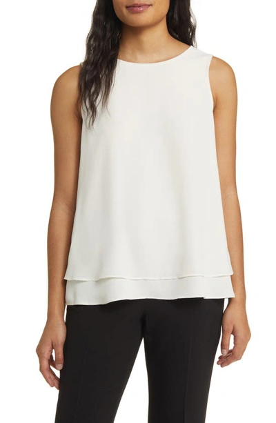 Shop Anne Klein Double Layer Sleeveless Top In Anne White