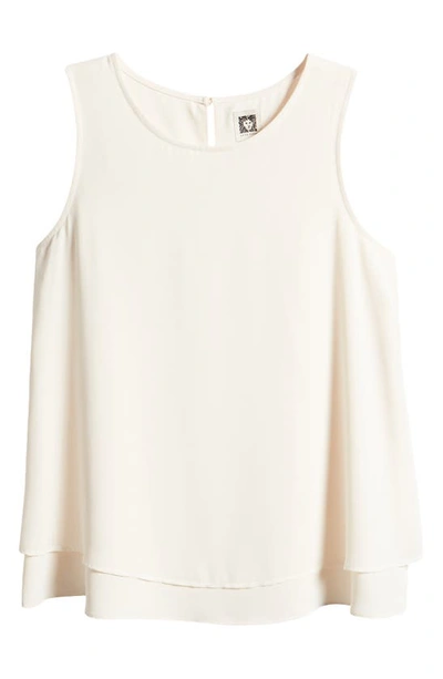 Shop Anne Klein Double Layer Sleeveless Top In Anne White