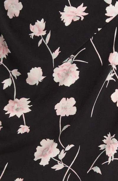 Shop Anne Klein Floral Print Wrap Top In Black/ Cherry Blossom Multi