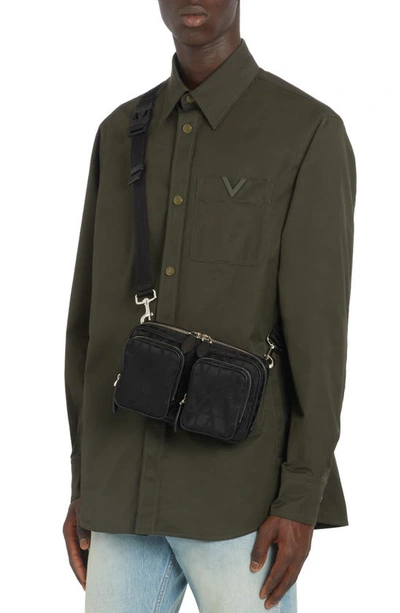 Shop Valentino Toile Iconographe Nylon Crossbody Bag In Nero