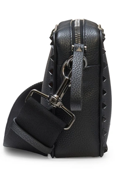 Shop Valentino Garavani Rockstud Grainy Leather Crossbody Bag In Nero
