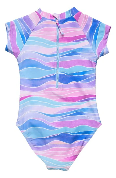 Shop Snapper Rock Kids' Water Hues Short Sleeve One-piece Rashguard Swimsuit In Blue