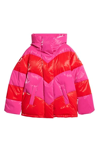 Shop Goldbergh Candycane Waterproof Hooded Ski Jacket In Rainbow Passion Pink