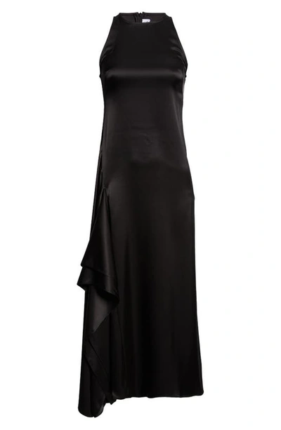 Shop Jw Anderson Draped Sleeveless Satin Dress In Black