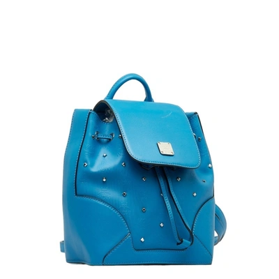 Shop Mcm - Blue Leather Backpack Bag ()