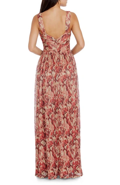 Dress The Population Women's Mirabella Floral Crossover Cut-out Gown In Rouge Multi