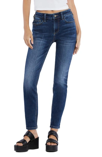Shop Hint Of Blu Mid Rise Skinny Jeans In Sienna Blue