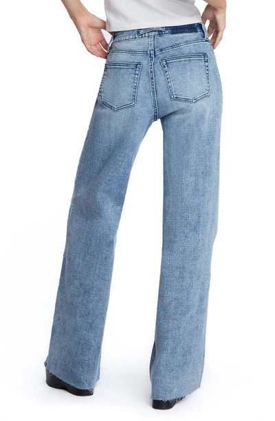 Shop Hint Of Blu Flat Front Wide Leg Jeans In Malta Blue