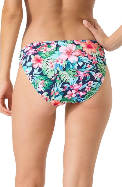 Shop Tommy Bahama Island Cays Floral Reversible Hipster Bikini Bottoms In Mare Navy Rev