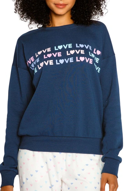 Shop Pj Salvage Mad Love Graphic Sweatshirt In Navy
