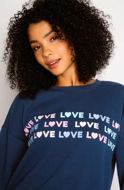 Shop Pj Salvage Mad Love Graphic Sweatshirt In Navy