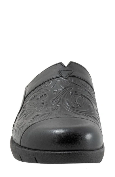 Softwalk San Marcos Tooling Leather Mule In Black