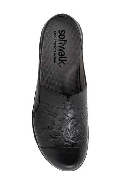 Softwalk San Marcos Tooling Leather Mule In Black