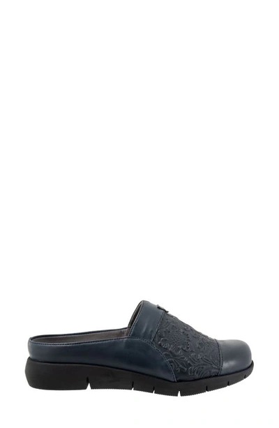 Softwalk San Marcos Tooling Leather Mule In Navy