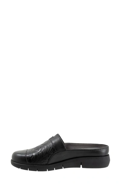 Softwalk San Marcos Tooling Leather Mule In Black