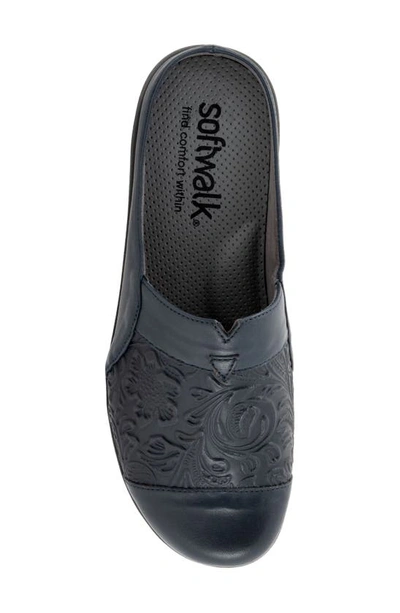 Softwalk San Marcos Tooling Leather Mule In Navy