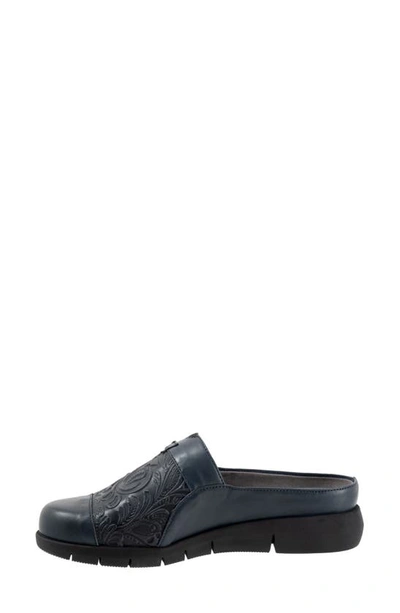 Softwalk San Marcos Tooling Leather Mule In Navy