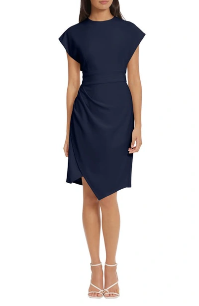 Shop Donna Morgan For Maggy Side Gathered Sheath Dress In Twilight Navy