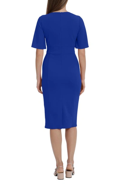 Shop Maggy London Flutter Sleeve Midi Dress In Retro Blue