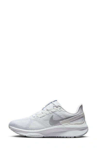 Shop Nike Air Zoom Structure 25 Road Running Shoe In White/ Platinum/ Silver