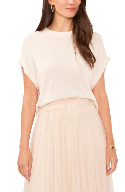 Shop Vince Camuto Short Sleeve Crewneck Sweater In Soft Blush