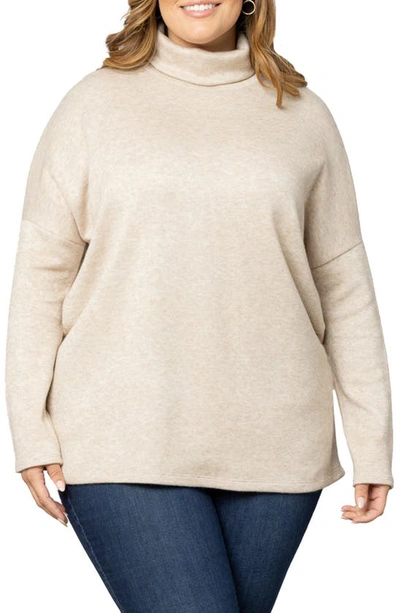 Shop Kiyonna Paris Turtleneck Tunic Sweater In Oatmeal