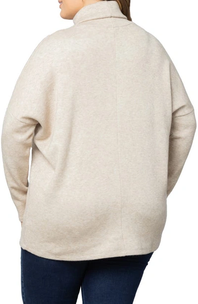 Kiyonna Women's Plus Size Paris Turtleneck Tunic Sweater In Oatmeal
