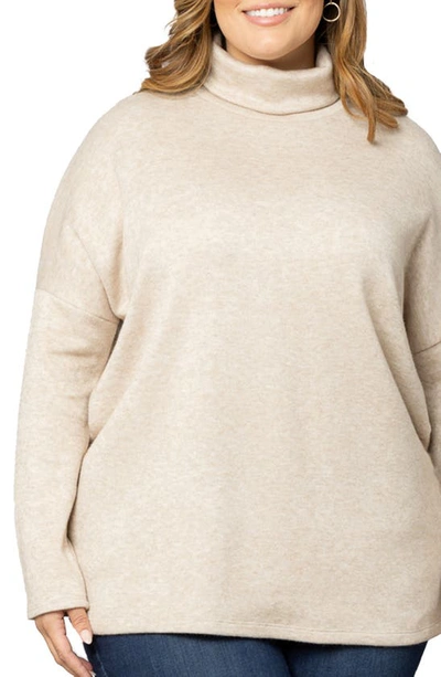 Shop Kiyonna Paris Turtleneck Tunic Sweater In Oatmeal