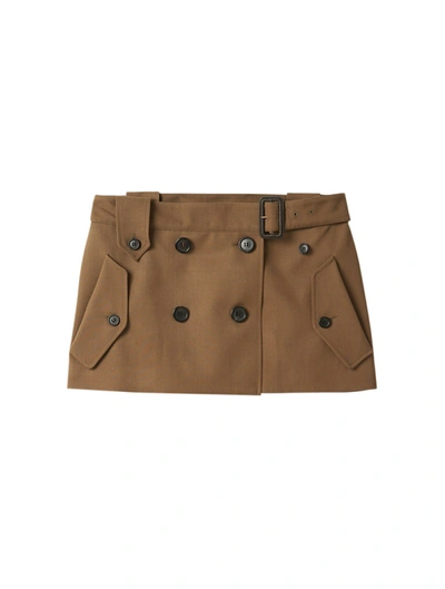 Shop Miu Miu Gabardine Skirt In Brown