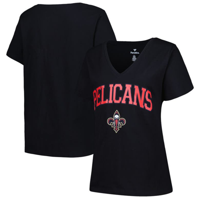 Shop Profile Black New Orleans Pelicans Plus Size Arch Over Logo V-neck T-shirt