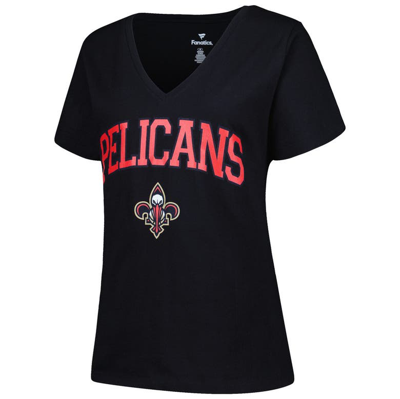 Shop Profile Black New Orleans Pelicans Plus Size Arch Over Logo V-neck T-shirt