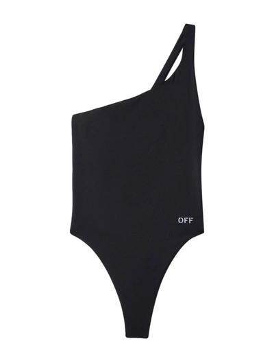 Shop Off-white One-shoulder One-piece Swimsuit With Off Logo In Black