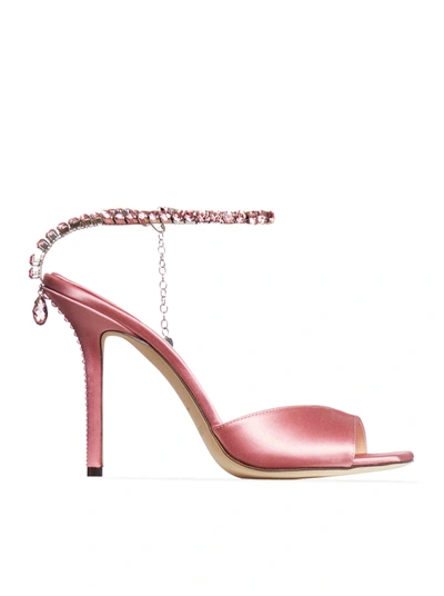 Shop Jimmy Choo Saeda 100 Sandal In Pink & Purple