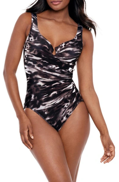 Shop Miraclesuit Tempest Escape One-piece Swimsuit In Black/ Brown