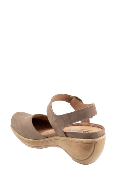 Softwalk Mabelle Ankle Strap Clog In Taupe Nubuck