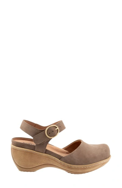 Softwalk Mabelle Ankle Strap Clog In Taupe Nubuck