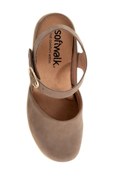 Softwalk Mabelle Ankle Strap Clog In Taupe Nubuck