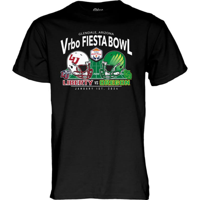 Shop Blue 84 Black Oregon Ducks Vs. Liberty Flames 2024 Fiesta Bowl Matchup T-shirt