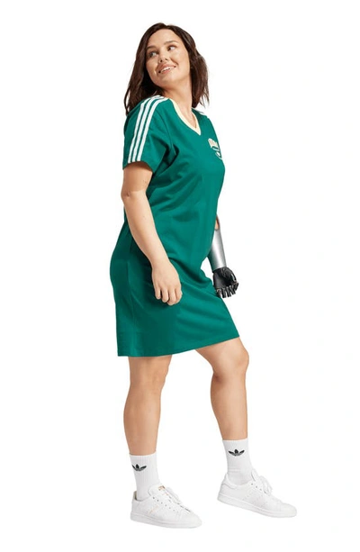 Shop Adidas Originals Vrct 3-stripes T-shirt Dress In Collegiate Green