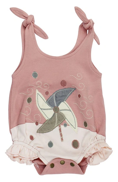 Shop L'ovedbaby Pinwheel Appliqué Sleeveless Organic Cotton Bodysuit