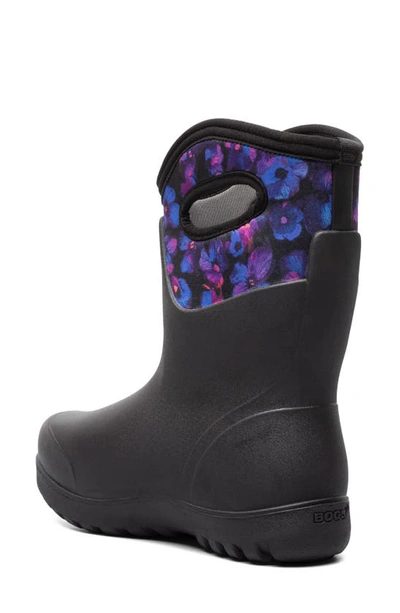 Shop Bogs Neo Classic Petals Mid Waterproof Insulated Rain Boot In Black Multi