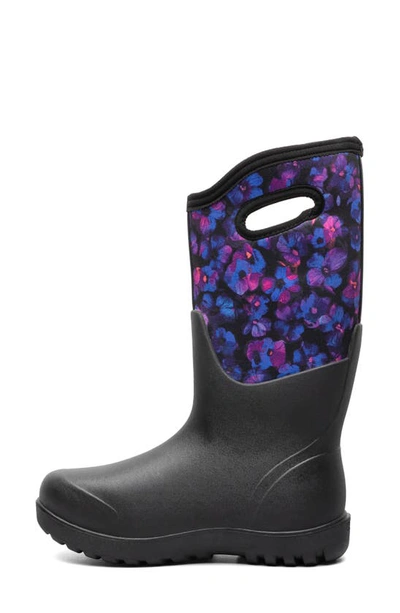 Shop Bogs Neo Classic Petals Waterproof Insulated Rain Boot In Black Multi